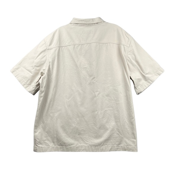 Old Navy Mens Short Sleeve Quarter Zip Collared Shirt Khaki XL - Picture 2 of 4